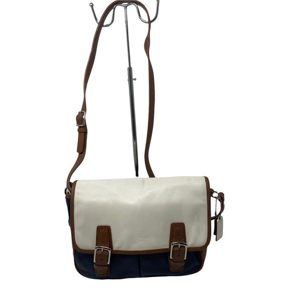 Coach Park Color Block Leather Crossbody Messenger Bag Coastal Nautical - Picture 1 of 13